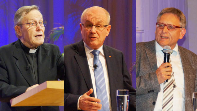 Sprachen beim Kongress „Christenverfolgung heute“ im Christlichen Gästezentrum Schönblick: Walter Kardinal Kasper, Volker Kauder, Helmut Matthies (v.l.n.r.)