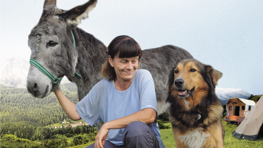 Hetty Overeem wandert mit Esel und Hund durch das schweizer Waadtland