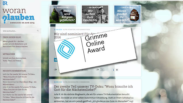 Die Webseite „Woran glauben“ des Bayerischen Rundfunks ist für den Grimme Online Award 2014 nominiert