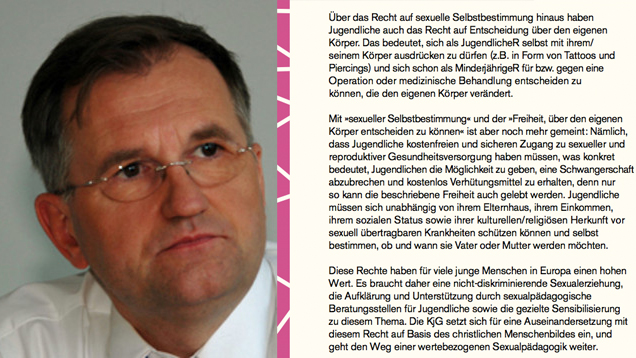 Der Publizist Andreas Püttmann regt an, den Kirchenmitgliedern mehr Glaubensgrundlagen zu vermitteln. Rechts ein Auszug aus dem umstrittenen Dokument