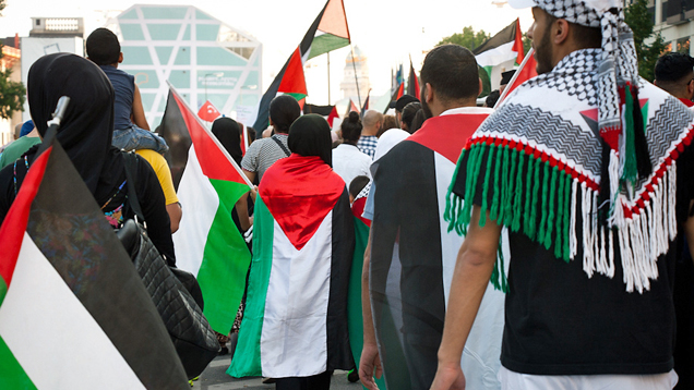 Bei Gaza-Demonstrationen wie hier in Berlin sind Journalisten laut DJV nicht erwünscht