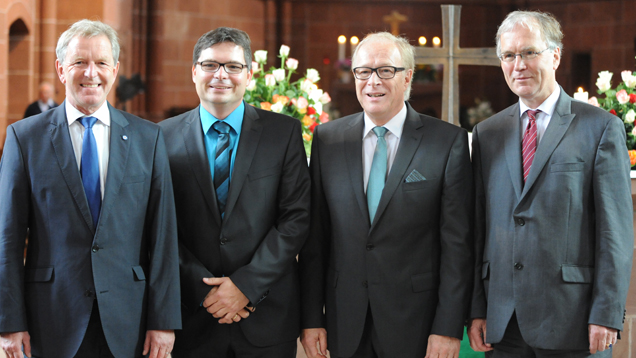 Landesbischof Jochen Bohl, ERF-Vorstandsvorsitzender Jörg Dechert, Amtsvorgänger Jürgen Werth, ERF-Aufsichtsratsvorsitzender Jürgen von Hagen (v.l.n.r)