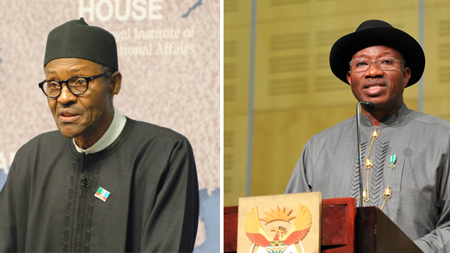 Der Moslem aus dem Nordens des Landes, Muhammadu Buhari (links), hat die Wahl gegen den Christen aus dem Süden des Landes, Goodluck Jonathan, gewonnen