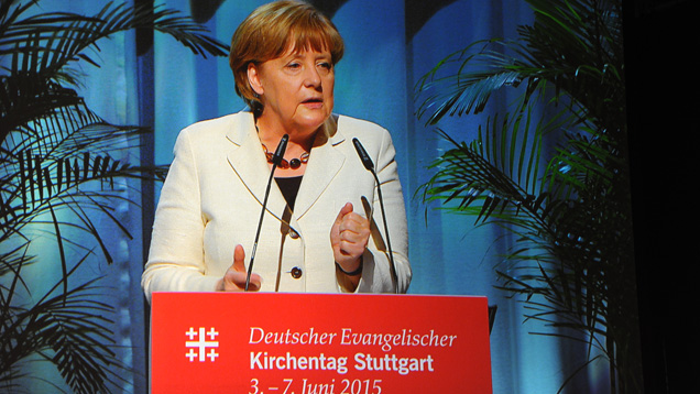 Bundeskanzlerin Angela Merkel mahnte beim Kirchentag in Stuttgart bessere Umgangsformen im Internet an