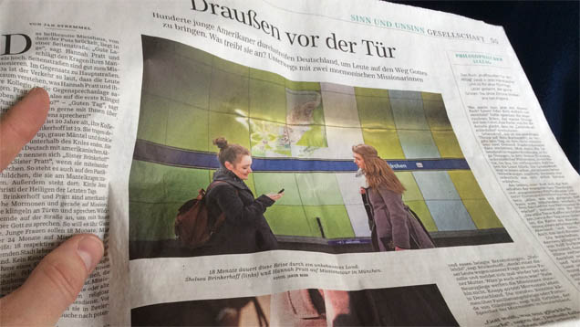 DIe Süddeutsche Zeitung hat zwei junge Mormoninnen auf ihrer Missionsreise durch Deutschland begleitet