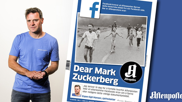 Aftenposten-Chefredakteur Espen Egil Hansen schrieb einen offenen Brief an Facebook-Chef Mark Zuckerberg