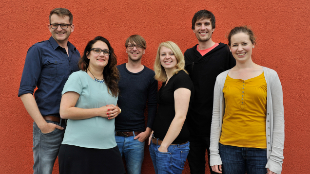 Die sechs Zentral-Evangelisten (v.l.n.r.): Jo Böker (Göttingen), Tilli Linz (Velbert), Tobi Schöll (Velbert), Katharina Haubold (Göttingen), Kai Günther (Schwäbisch Gmünd), Julia Garschagen (Wien)