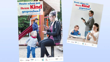 Eine Plakatkampagne des Landes Mecklenburg-Vorpommern fragt Eltern: „Heute schon mit Ihrem Kind gesprochen?“