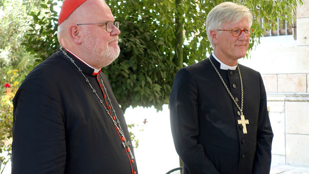 Ziehen ein positives Fazit der Pilgerreise: Kardinal Marx (l.) und EKD-Ratspräsident Bedford-Strohm