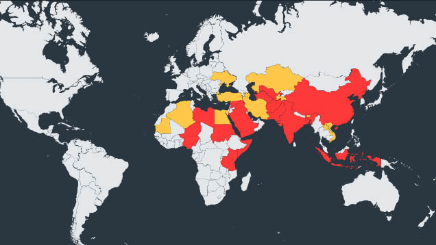 Von 196 untersuchten Ländern lagen in 38 unmissverständliche Hinweise auf schwerwiegende Verletzungen der Religionsfreiheit vor.