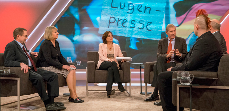 Der Begriff „Lügenpresse“ schwelte im Hintergrund bei der Diskussion in der ARD-Sendung „Maischberger“
