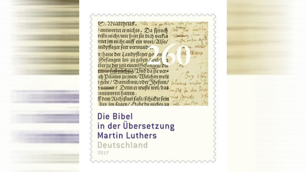 Auf der Sonderbriefmarke zum Reformationsjubiläum findet sich einPassage aus Matthäus 27