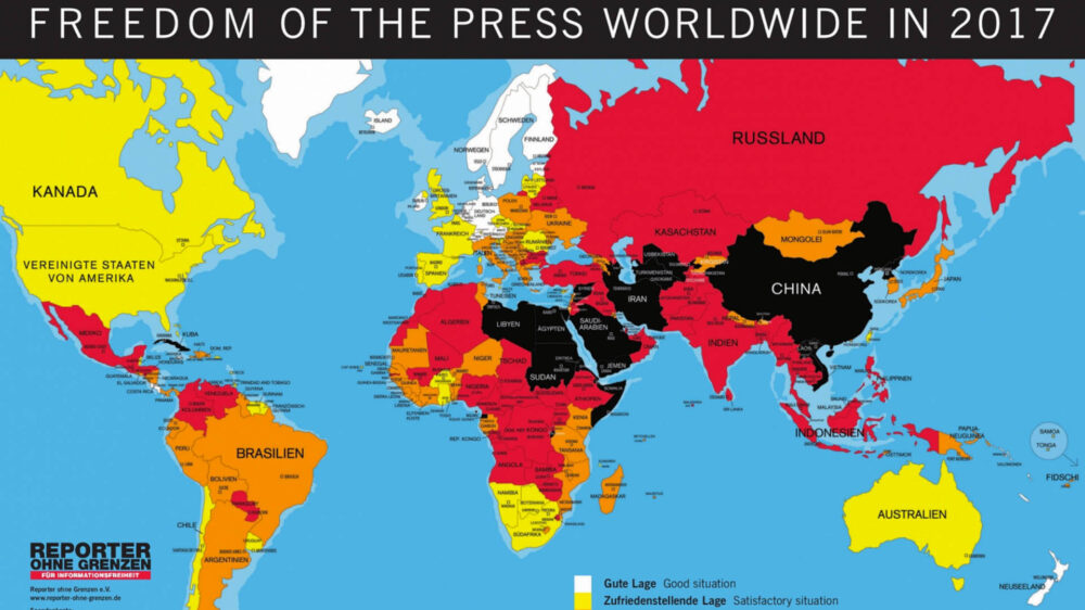 Die Organisation „Reporter ohne Grenzen“ hat die Länder-Rangliste zu Pressefreiheit im Jahr 2016 herausgegeben