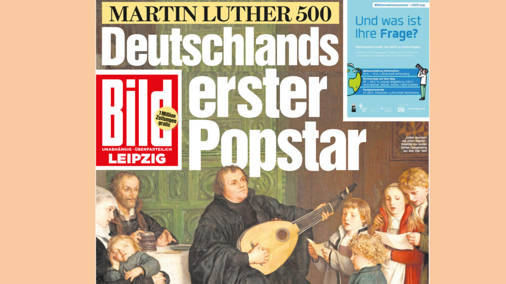 EIne Million gratis-Ausgaben hat die Bild-Gruppe von der Sonderausgabe über Luther drucken lassen. Verteilt werden sollen die Zeitungen auch auf dem Kirchentag.