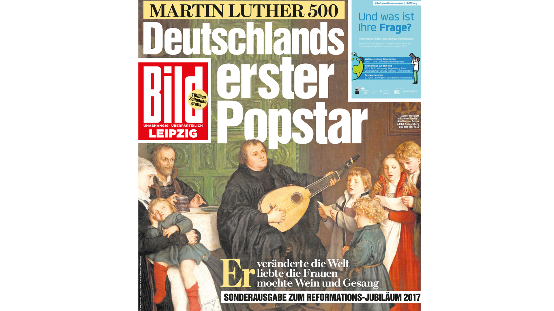 Die Titelseite der Luther-Sonderausgabe, hier in der Version für die Stadt Leipzig