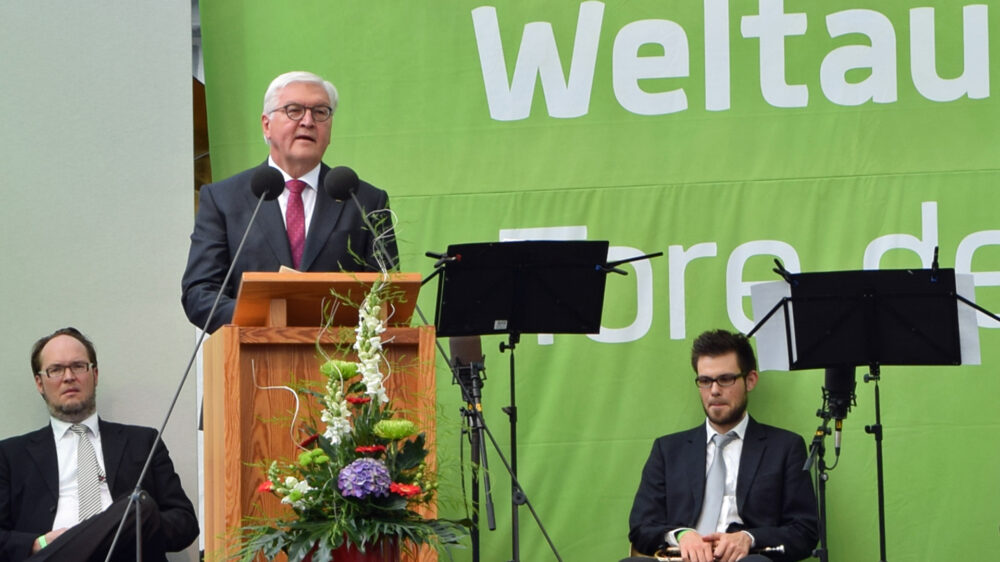 Bundespräsident Frank-Walter Steinmeier (SPD) würdigte Luthers Beitrag zu Leben und Kultur in Europa