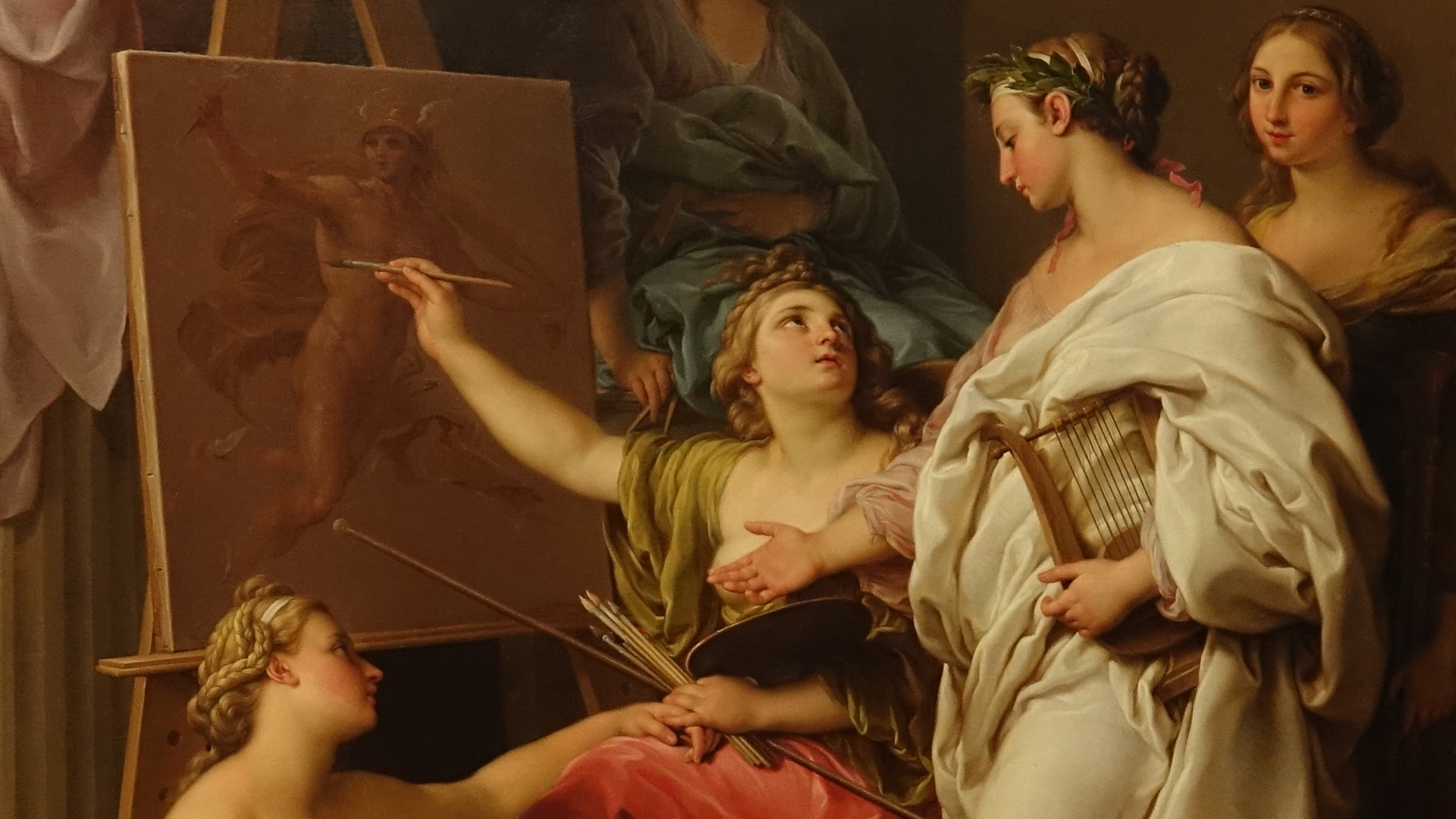 „Allegorie der Künste“ – Das Gemälde von Pompeo Girolamo Batoni aus dem Jahr 1740 stellt Frauen als Personifikationen der freien Künste dar