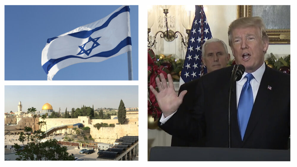 Bei seiner Rede zur Anerkennung Jerusalems hatte Donald Trump Vizepräsident Mike Pence an seiner Seite