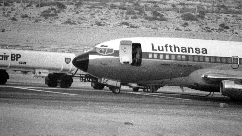 Der Irrflug der Lufthansa Boeing 737 „Landshut“ führte auch über Dubai. Das Foto entstand am 15. Oktober 1977.