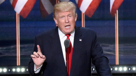 Donald Trump auf seinem Nominierungsparteitag 2016: Sein Verhältnis zur Presse war schon damals mehr als schwierig