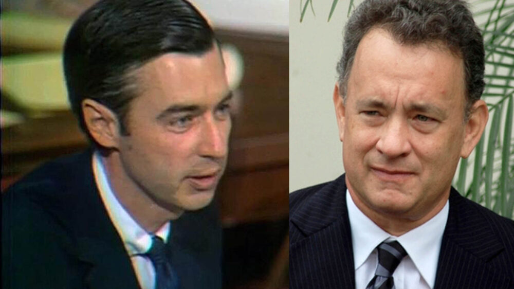 Der zweifache Oscar-Gewinner Tom Hanks (rechts) verkörpert in einem neuen Film den gläubigen amerikanischen Fernsehmoderator Fred Rogers