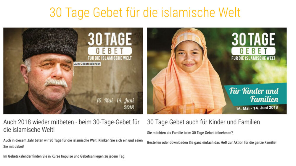 Auch in diesem Jahr wollen die Christen während des Fastenmonats Ramadan wieder 30 Tage für Muslime beten