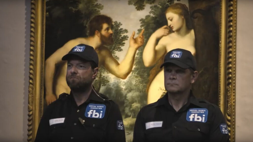 Die „Social-Media-Inspektoren“ verdecken den Blick auf ein Bild des belgischen Malers Peter Paul Rubens, um die Betrachter vor dem Blick auf Nacktheit zu schützen.