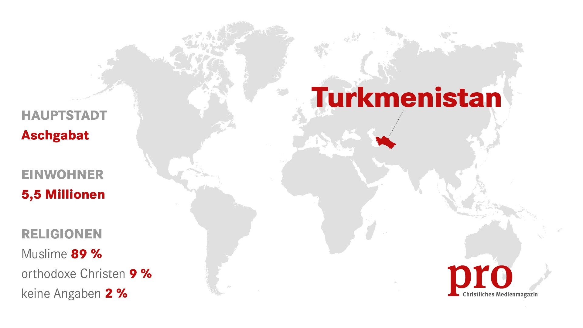 Turkmenistan liegt in Zentralasien