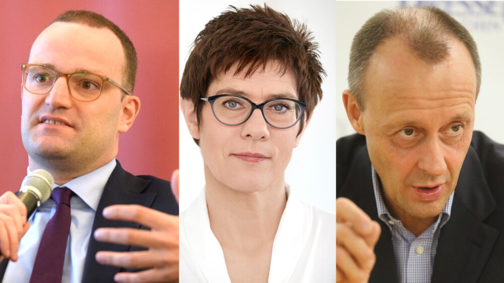 Die Kandidaten für den CDU-Vorsitz (v.l.): Jens Spahn, Annegret Kramp-Karrenbauer und Friedrich Merz