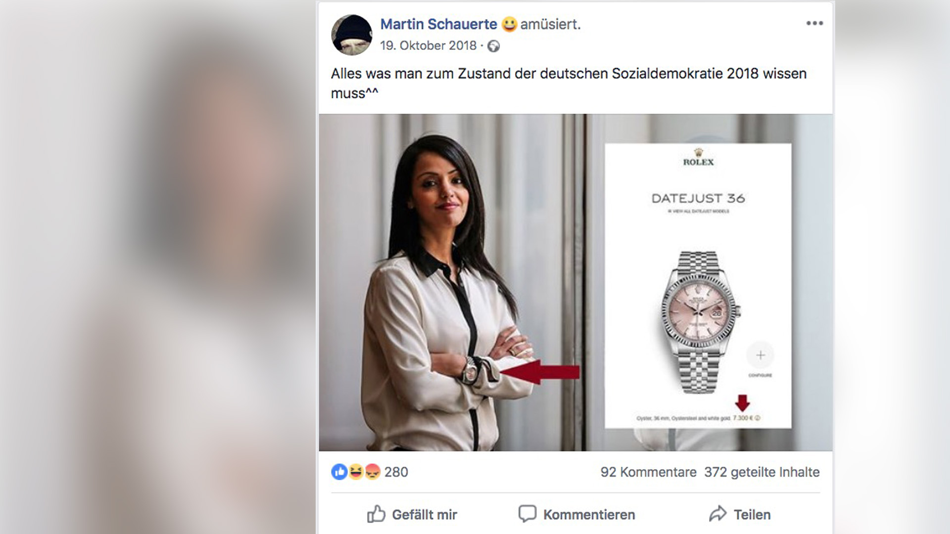 Rolex, Sawsan Chebli und SPD – passt das zusammen? Das Netz fand: Nein.