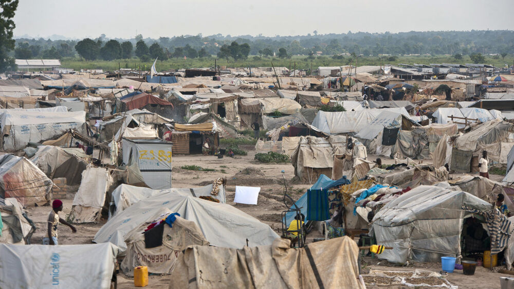 Ein Flüchtlingscamp in der Nähe des Flughafens von Bangui, der Hauptstadt der Zentralafrikanischen Republik