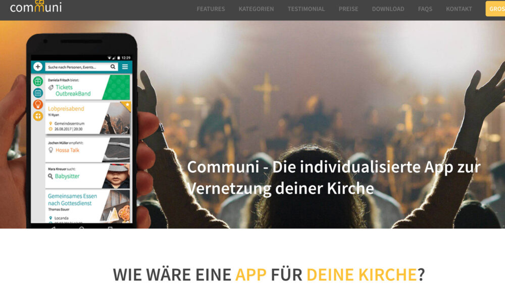 Die App Communi will Kirchen- und Gemeinemitglieder vernetzen