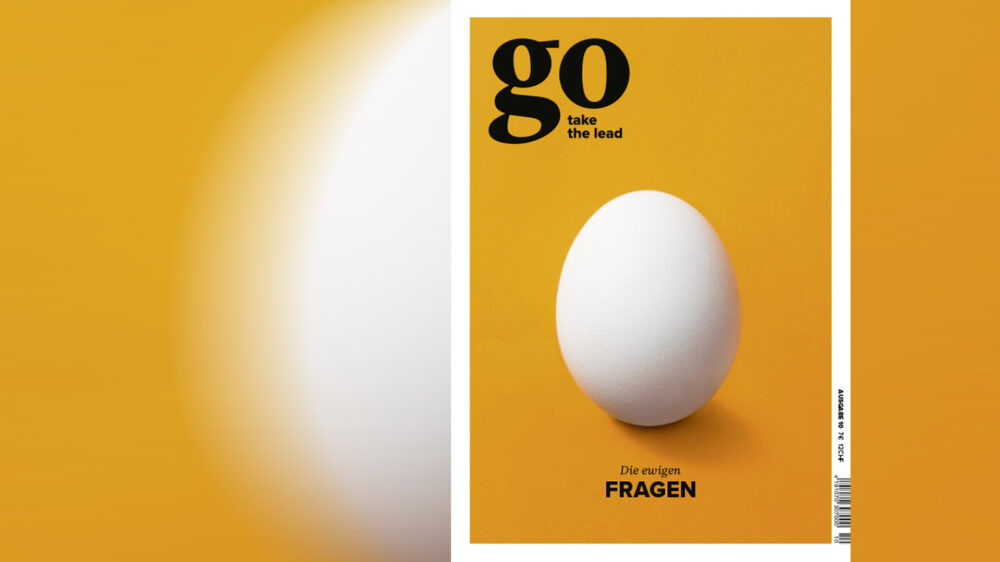 Das Cover der preisgekrönten gomagazin-Ausgabe stellt „Die ewigen Fragen“ zur Diskussion