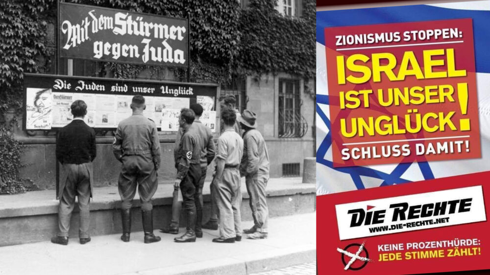 Die Partei „Die Rechte“ lehnte sich mit ihrer Wahlwerbung an eine Parole des nationalsozialistischen Hetzblattes Der Stürmer an. Die Staatsanwaltschaft sieht darin keine Volksverhetzung.