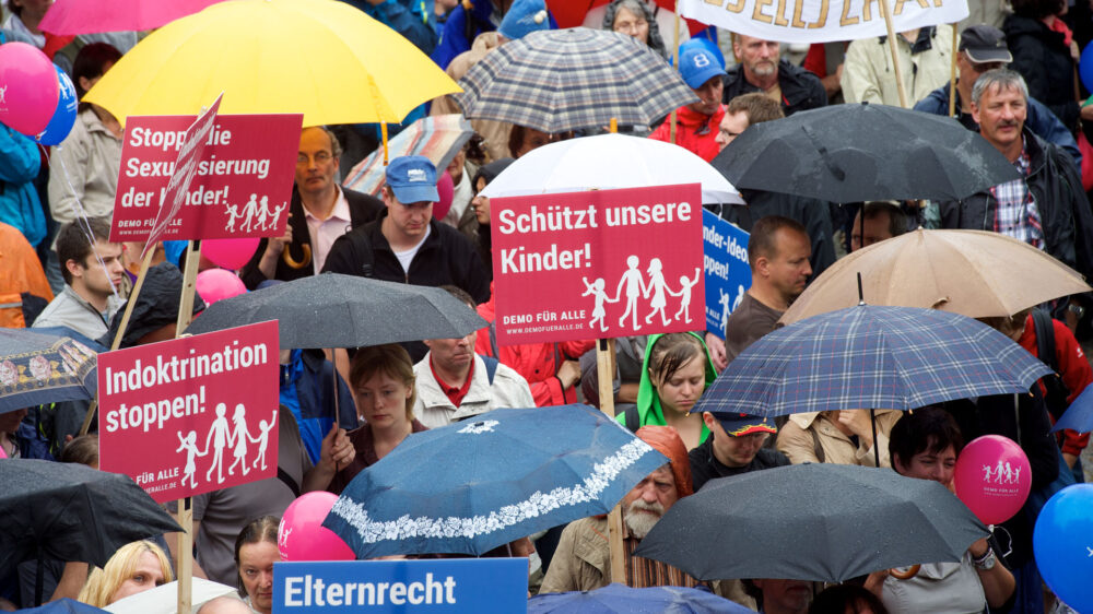 Die AfD steht nach eigenen Angaben auf der Seite der „Demo für Alle“