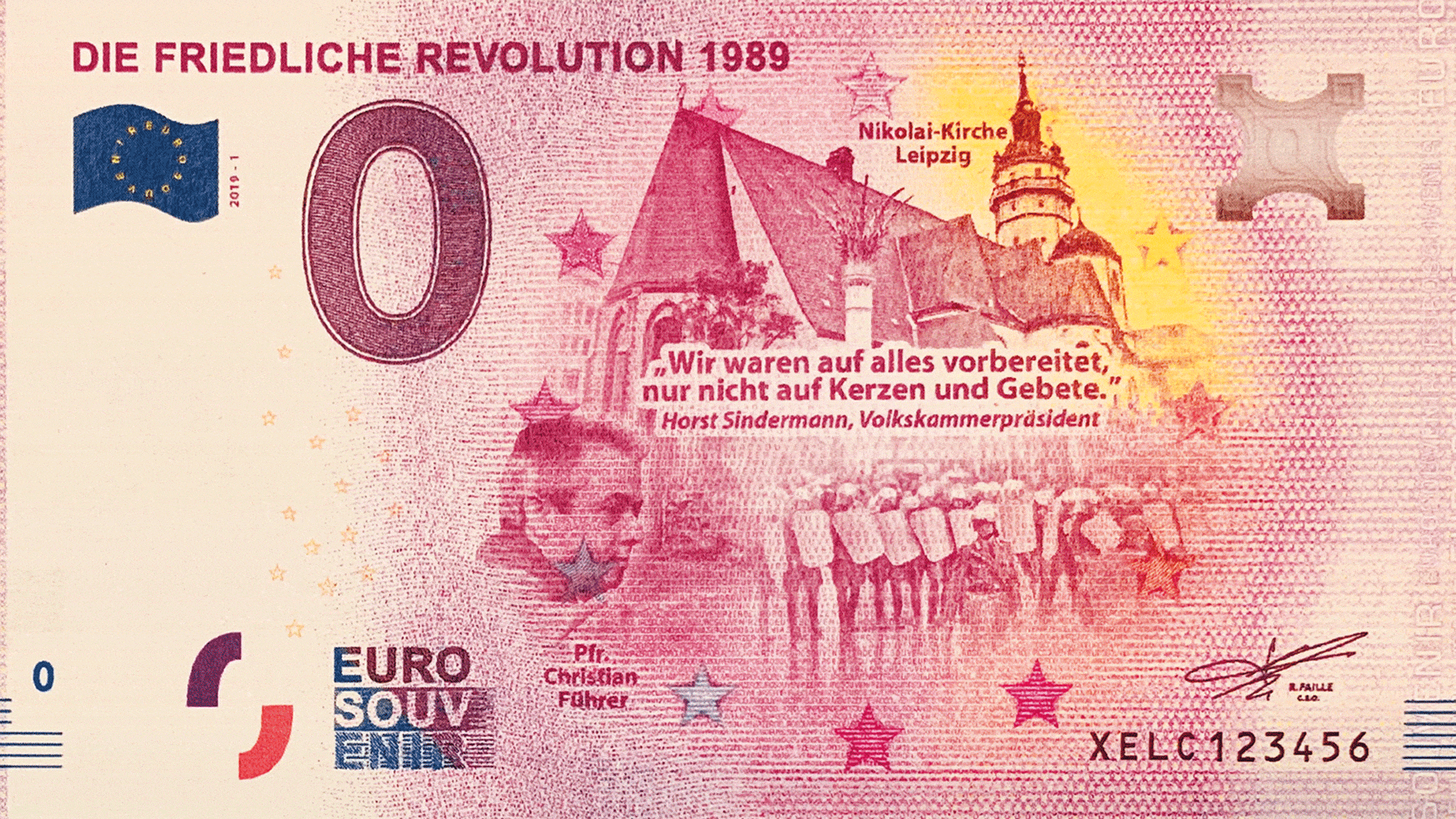 Die neueste Version der 0-Euro-Scheine erinnert an die friedliche Revolution 1989
