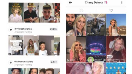 In sogenannten „Challenges“ stellen sich TikTok-Nutzer spielerisch Aufgaben und verpacken diese in Mini-Videoclips (links). Chany Dakota ist eine der erfolgreichsten TikTok-Influencerinnen (rechts).
