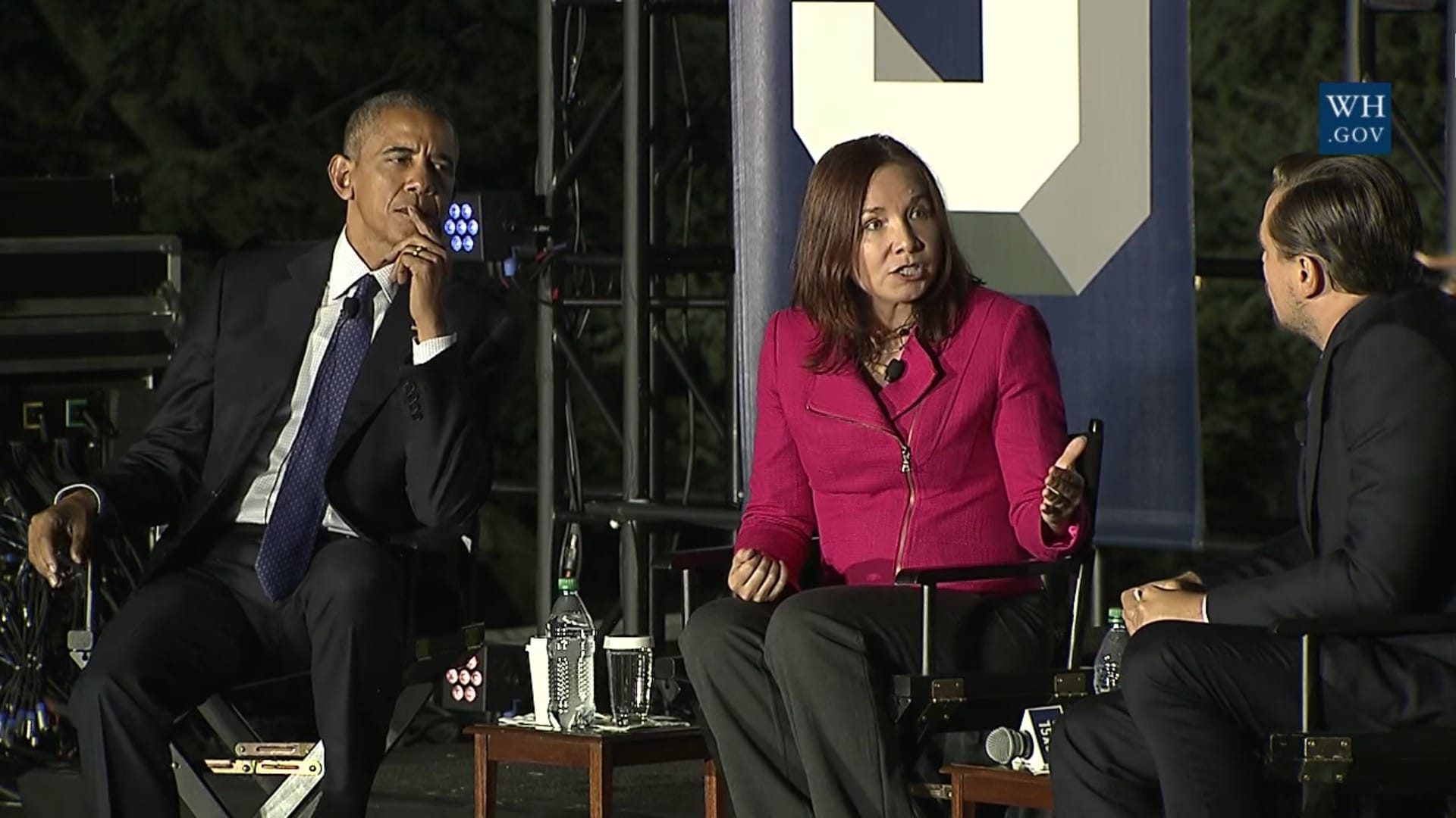 Barack Obama und Leonardo DiCaprio diskutierten mit Hayhoe bei einer Veranstaltung im Weißen Haus