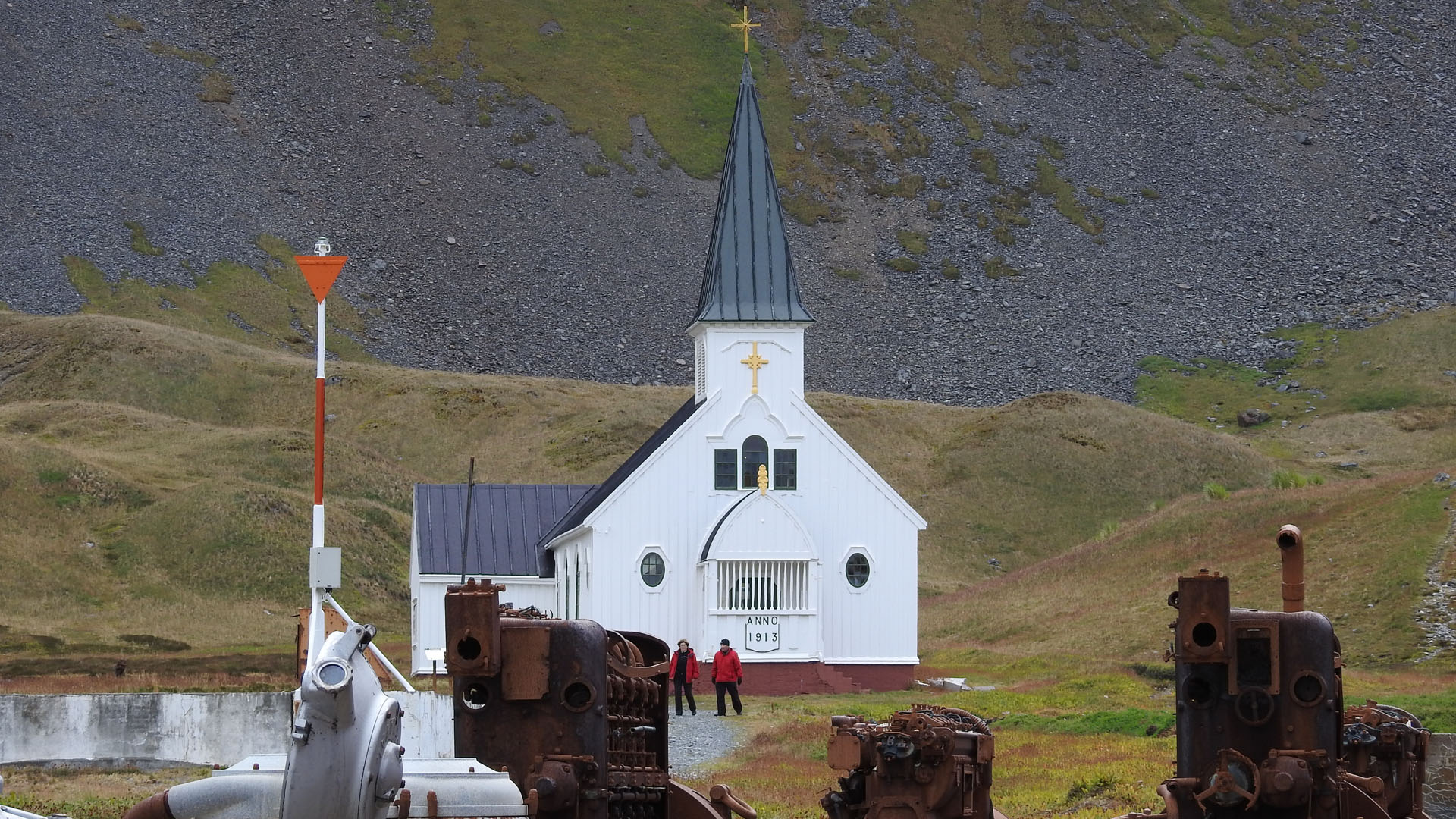 Die Walfängerkirche in Grytviken auf der Insel Südgeorgien: Bis in die 1960er Jahre war dort die größte Walfangstation der welt. 1913 wurde dort diese norwegisch-lutherische Kirche gebaut.