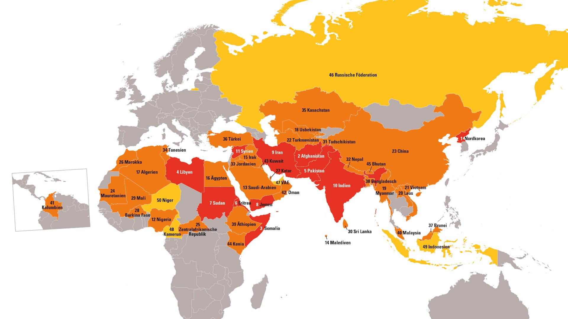 Der Weltverfolgungsindex listet 50 Länder, in denen Christen starken Repressalien ausgesetzt sind
