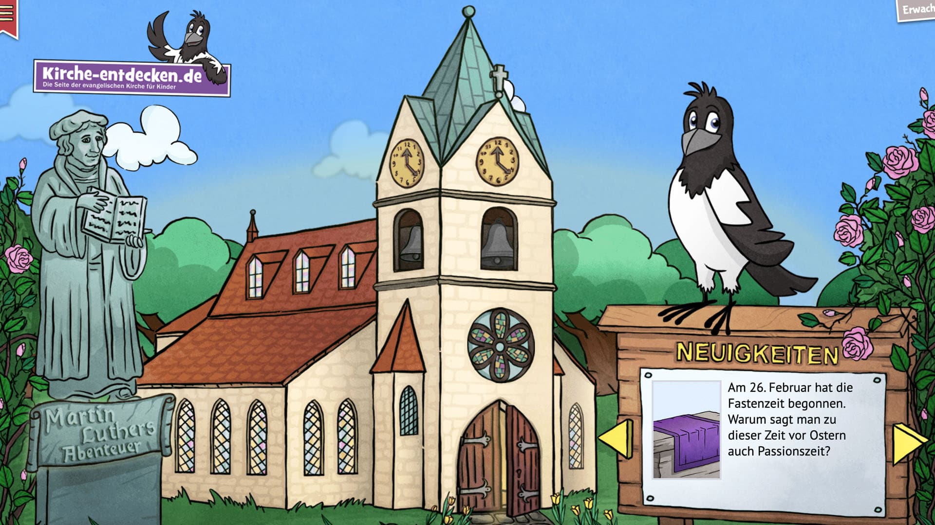 Die Webseite kirche-entdecken.de vermittelt Kindern Wissen rund um kirchliche Themen