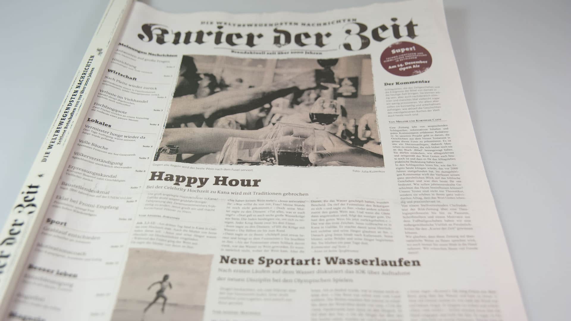 Wären die Apostel Journalisten gewesen, sähe das Neue Testament womöglich so ähnlich aus wie der „Kurier der Zeit“