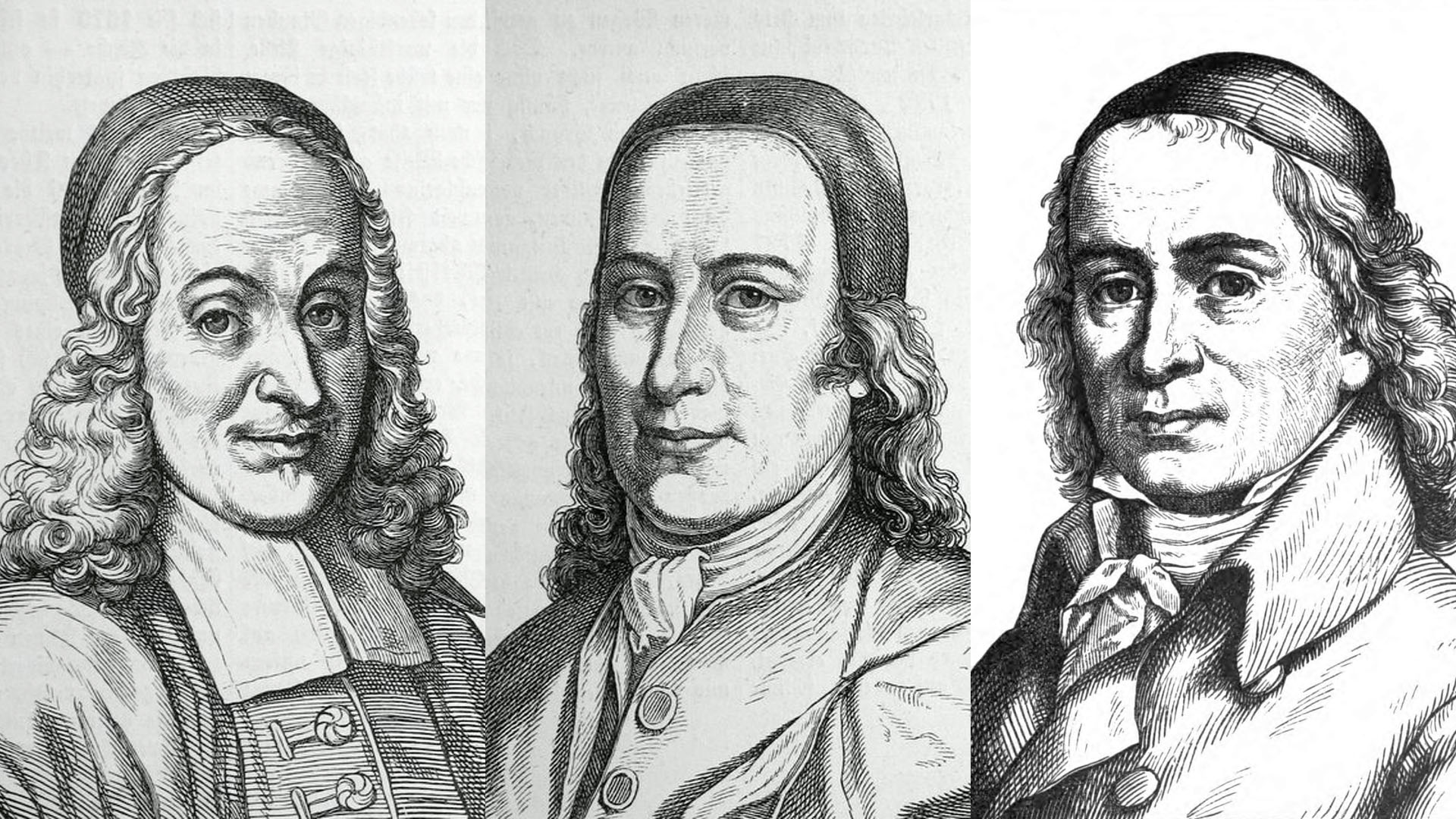 Drei Gründerväter des Pietismus: Philipp Jacob Spener (1635–1705), Nikolaus Ludwig Graf von Zinzendorf (1700–1760), August Hermann Francke (1663–1727)