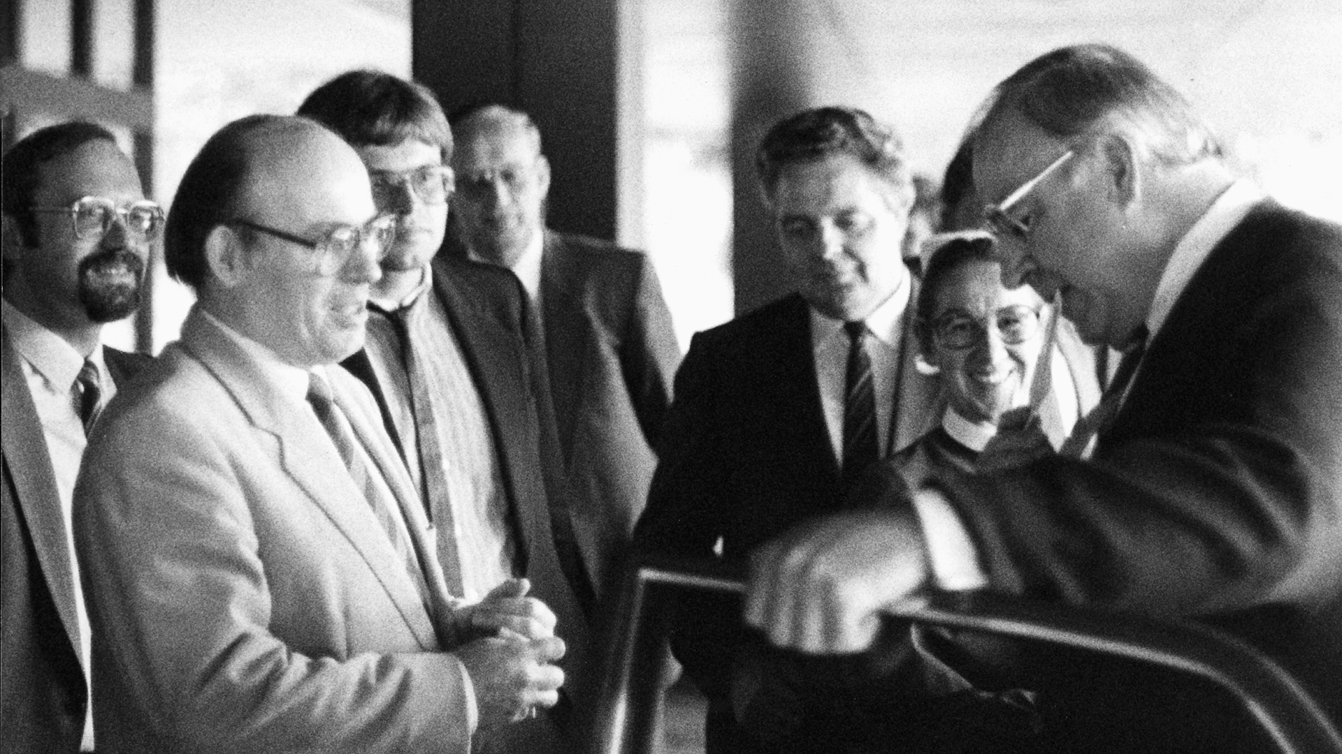 Horst Marquardt (2.v.l.) bei einem Pressebesuch bei Bundeskanzler Helmut Kohl, Anfang der 90er Jahre