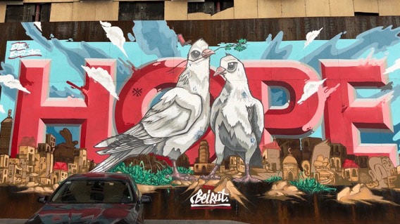 Grafitti mit politischen Botschaften in Beirut