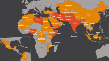 Karte mit Weltverfolungsindex