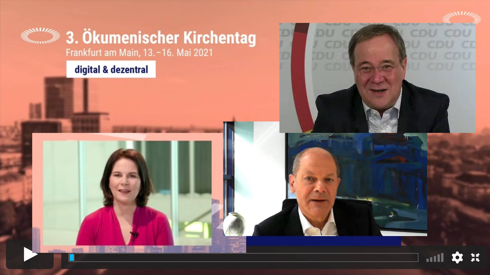 Annalena Baerbock, Armin Laschet, Olaf Scholz, Ökumenischer Kirchentag 2021