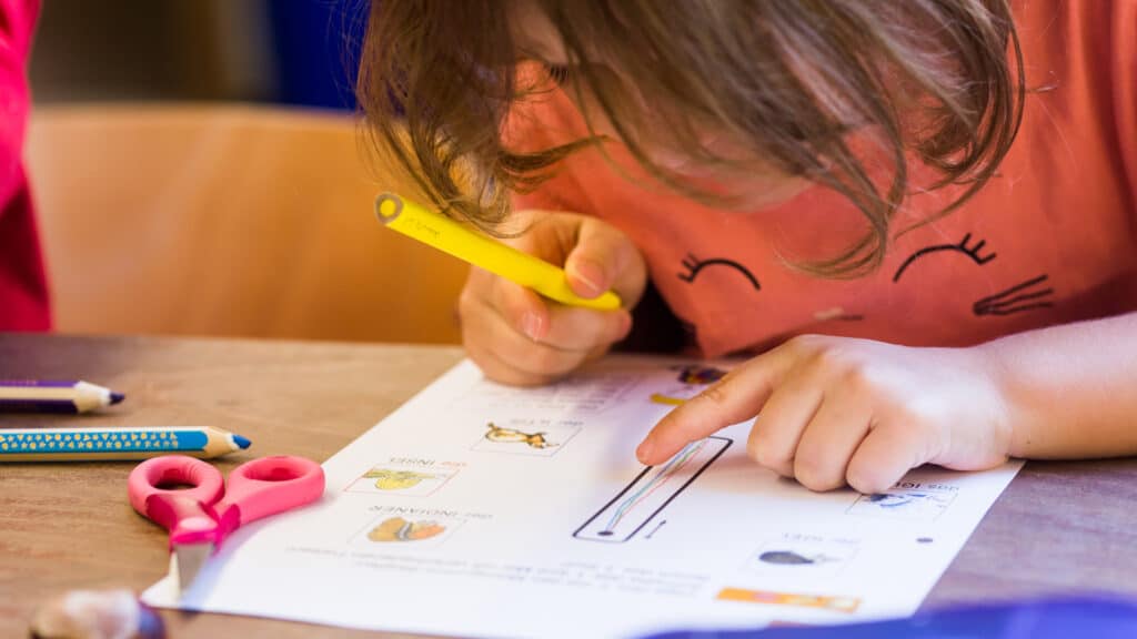 Eine Schülerin brütet über den Aufgaben der Deutschen Fernschule