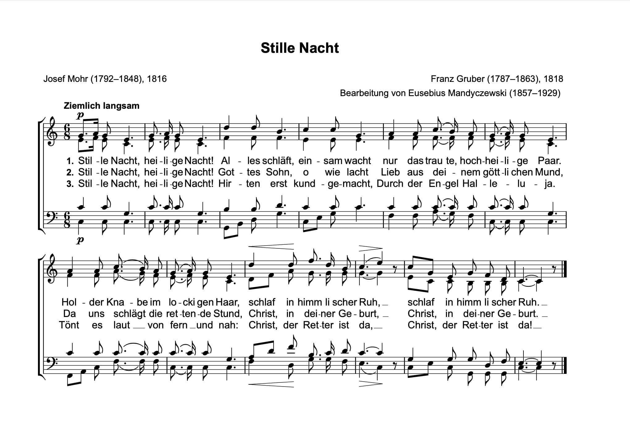 Noten Text „Stille Nacht“: Welthit, aus der Not geboren