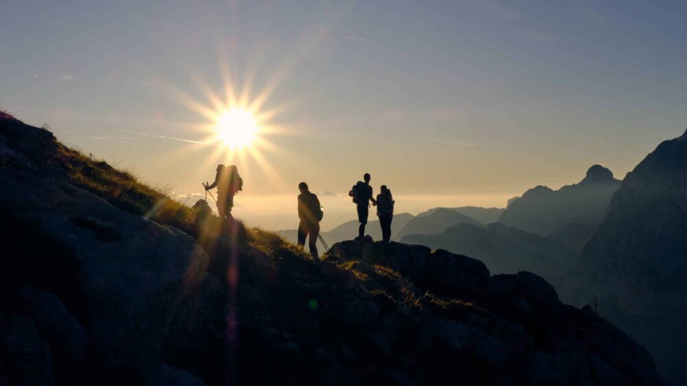 Berge, Alpen, Sonnenschein, Wandern